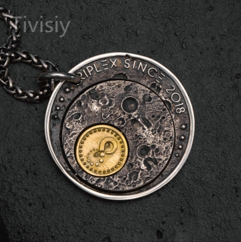 Sun and Moon Cycle Rotating Planet Coin Pendant